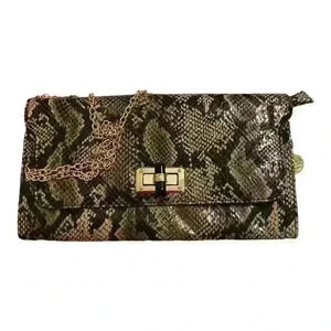 Big Buddha Snake Print Clutch Multicolor Gold Chain Strap Party Bag
